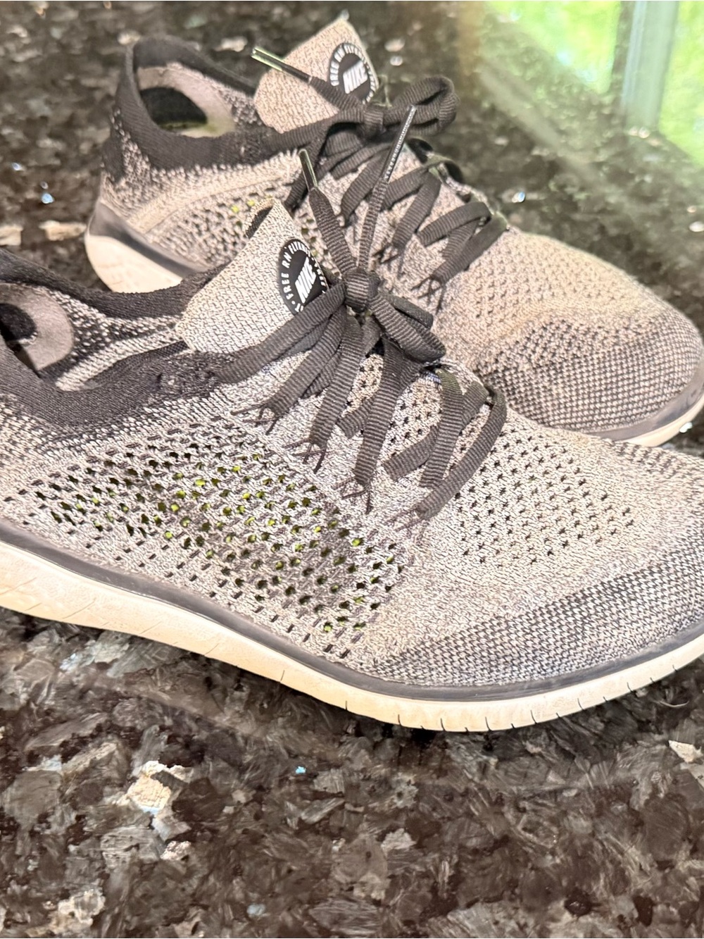 Nike Women's Knit Lace-Up Running Shoes in Gray and Black